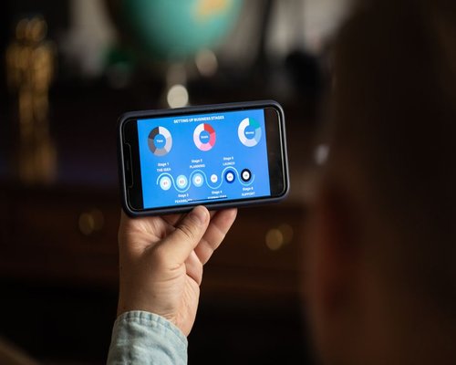 Smartphone presenting a fictional beginner-friendly gaming interface